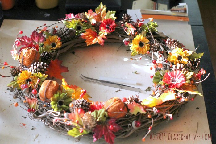 DIY Crafts Creating a Wreath - Wreath sitting on a table