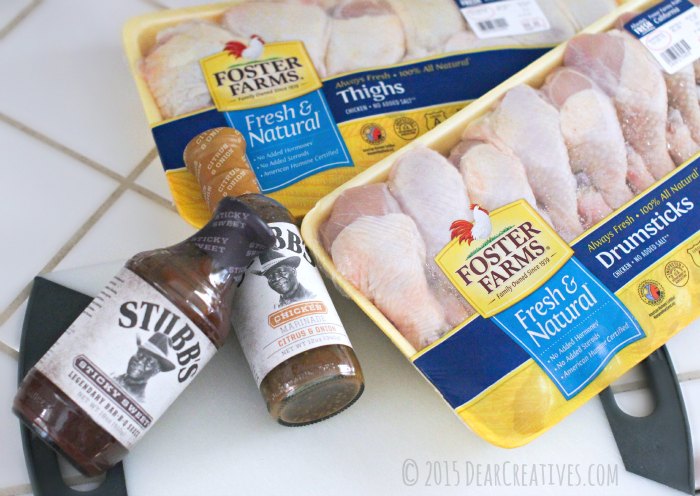 Foster Farms Chicken and Stubbs BBQ Sauce and marinate