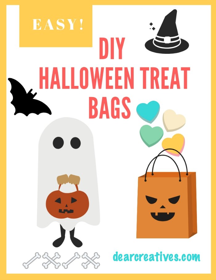 Halloween treat bags Such an easy, cute diy for party favors or to hand out to special trick or treaters. Good for non candy treat bags for school parties. Plus more great Halloween ideas #dearcreatives #halloween #treatbags #partyfavors #halloweenparty