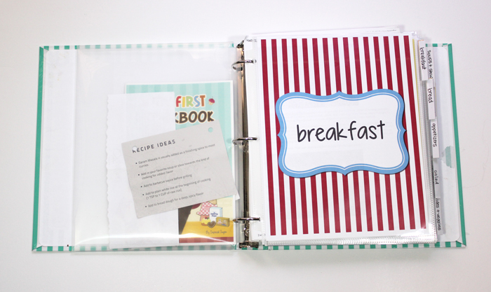 kitchen organization personalized recipe binder