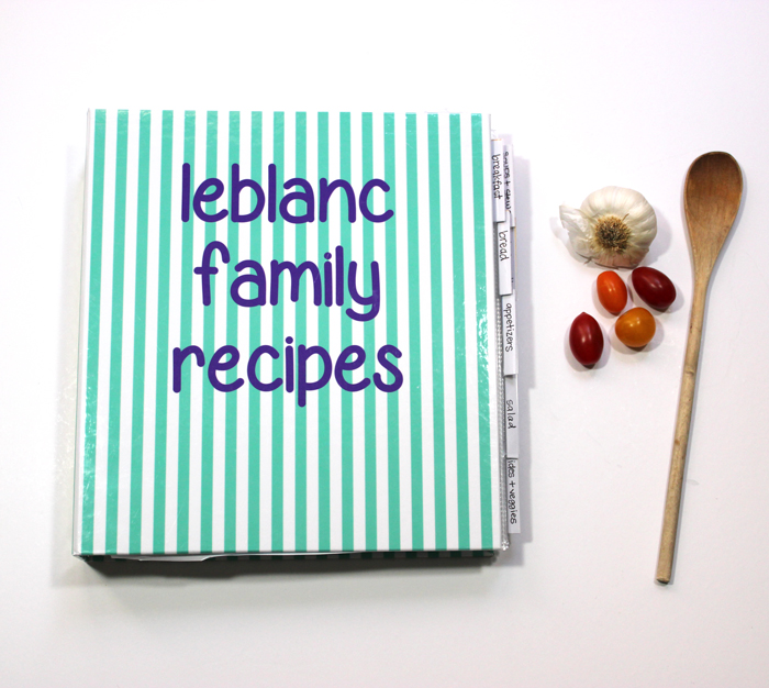 kitchen organization personalized recipe binder