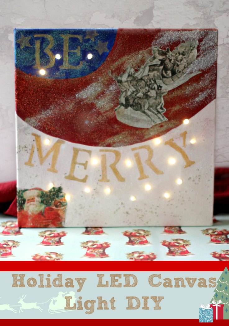 DIY Crafts Project: Christmas Crafts Holiday Canvas With LED Lights