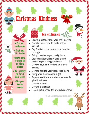 Christmas Kindness Printable - Ideas for Radom Acts of Kindness