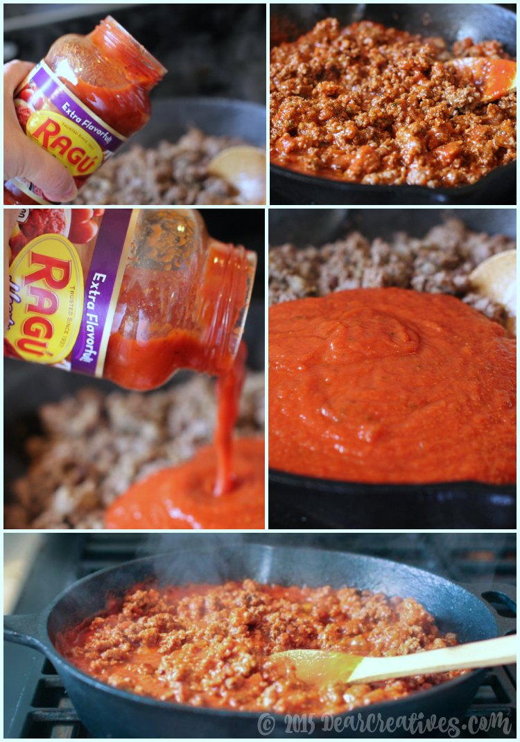 Lasagna making the meat sauce using Ragu