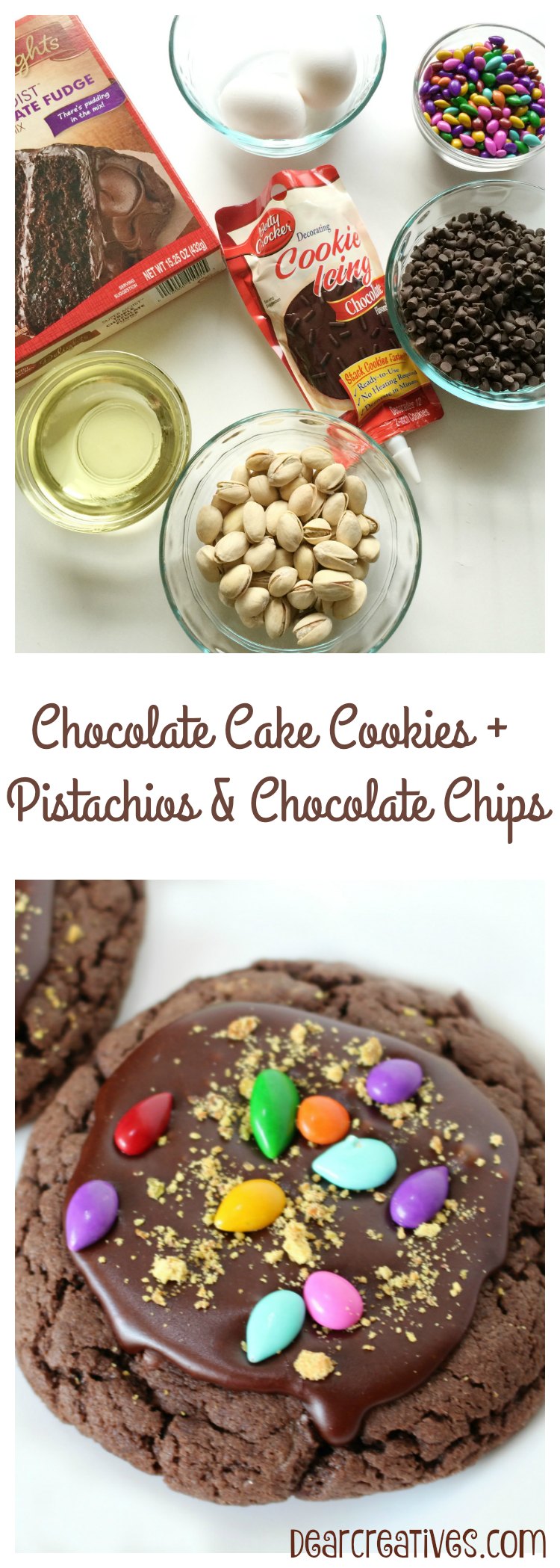 Easy Chocolate Cookies With Chocolate Chips Iced & Topped