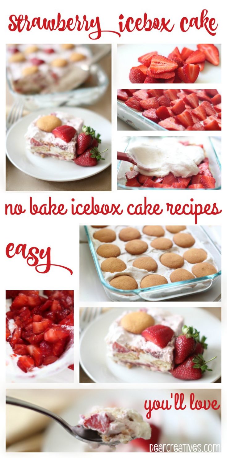 Strawberry Icebox Cake - Try this delicious no bake cake. It is so easy to make, keep in the fridge and serve your guests. Perfect for spring, summer, Mother's Day celebrations, 4th of July. Grab the recipe #strawberryiceboxcake #iceboxcake #iceboxcake #nobakedessert #nobake #recipe #dessert #strawberry #strawberries #tasty #4thofjulyparty #mothersdaybrunch #brunch #fathersday #picnic