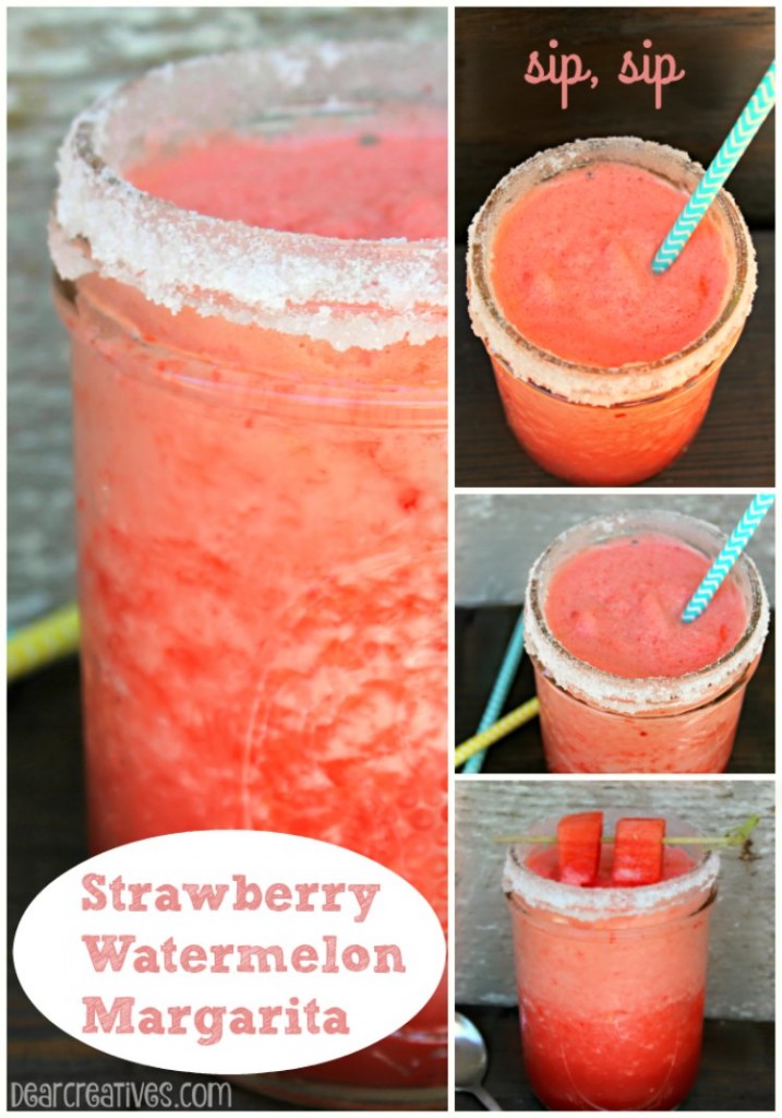 Strawberry Watermelon Margarita - Easy and delicious drink recipe that can be made without alcohol. DearCreatives.com