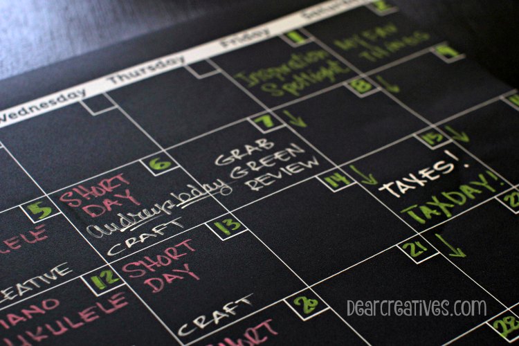 DIY project | close up of erasable calendar