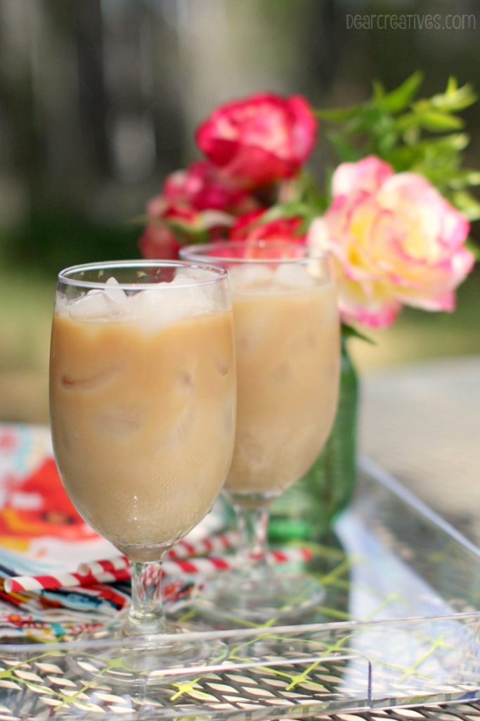Drinks | Iced Chai Tea Lattes on a tray outdoors