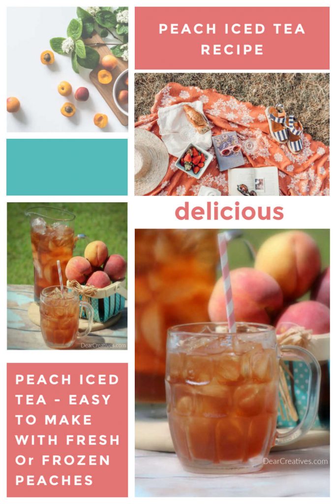 Peach Iced Tea - This iced tea with peaches is easy to make with fresh or frozen peaches. Drink Recipe at DearCreatives.com