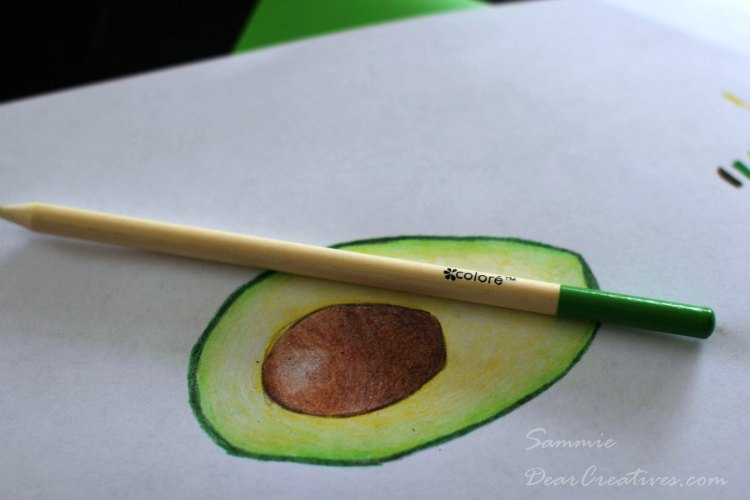 Drawing of an avocado with colored pencils | How to draw with color pencils