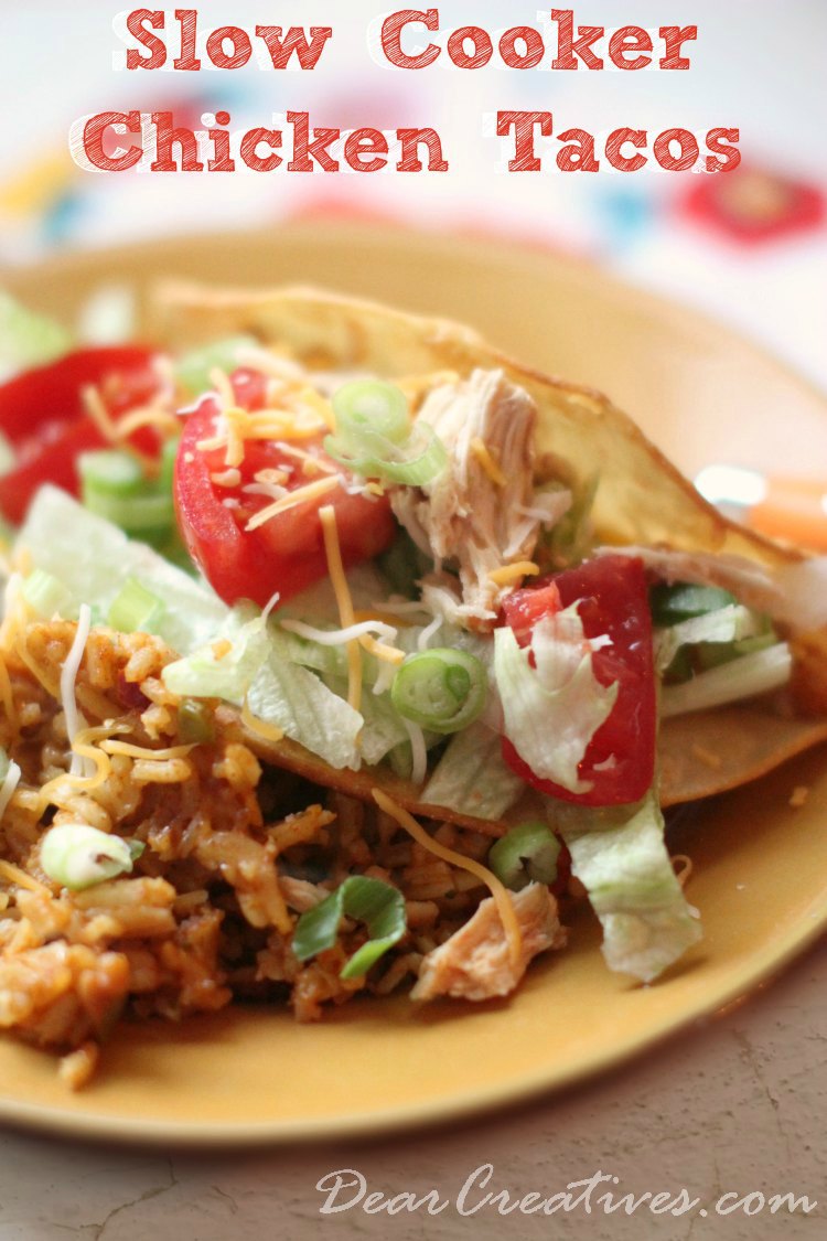 Slow Cooker Recipes can be made in a slow cooker or crock pot. Quick to prep. Big on flavor. Great for chicken tacos and other chicken dishes. Crock pot chicken tacos makes a great dinner! DearCreatives.com