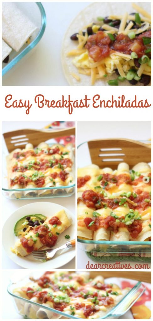 Sweet and Spicy Easy Make Ahead Enchilada Recipe. Perfect for breakfast, brunch or dinner. Made with Eggs, Black beans, Cheese, Avocado, Salsa, Green Onion