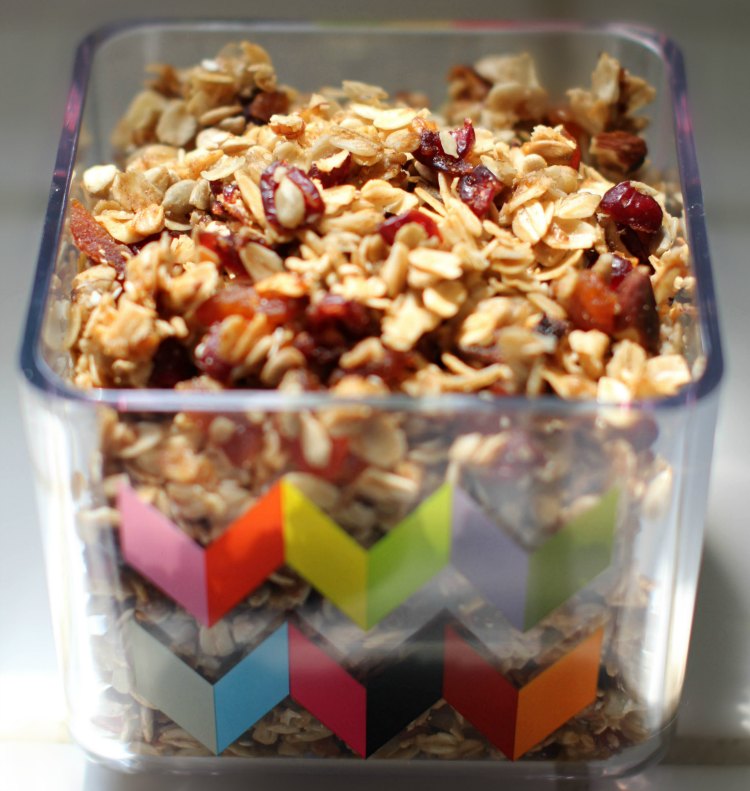 pantry storage homemade granola in storage container