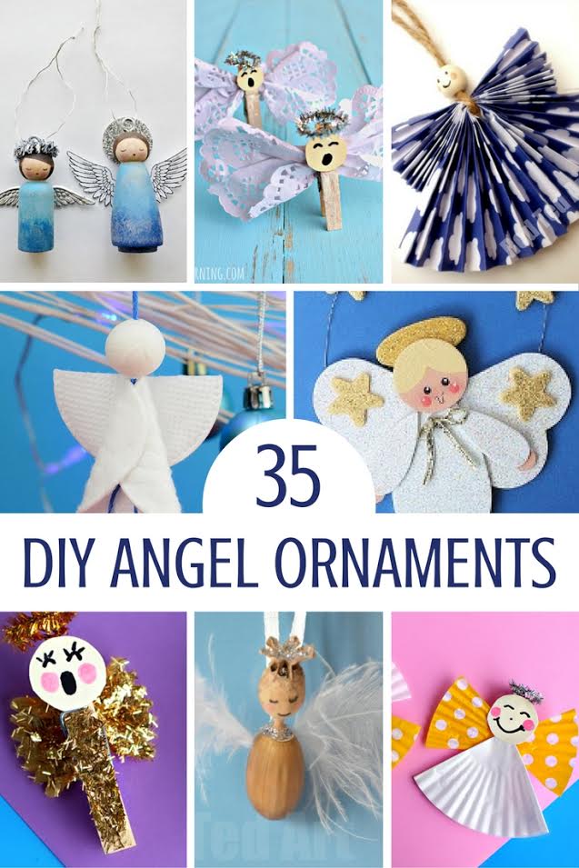 Angel Ornament Crafts | These are the sweetest angel ornaments a roundup of 35 easy holiday crafts diy projects. Many can be made with the kids. Hang your angels on a Christmas tree, banner, mantle or even add to a gift package. You'll enjoy making these holiday crafts.