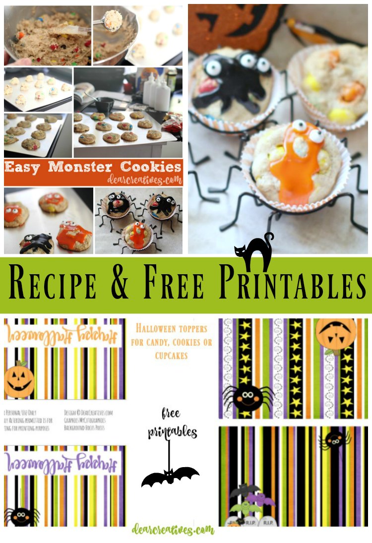 Halloween Monster Cookies With Free Halloween Treat Bag Toppers