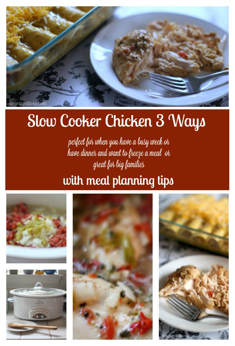 3 Way Slow Cooker Chicken: Breasts with Rice, for Tacos, and Enchiladas