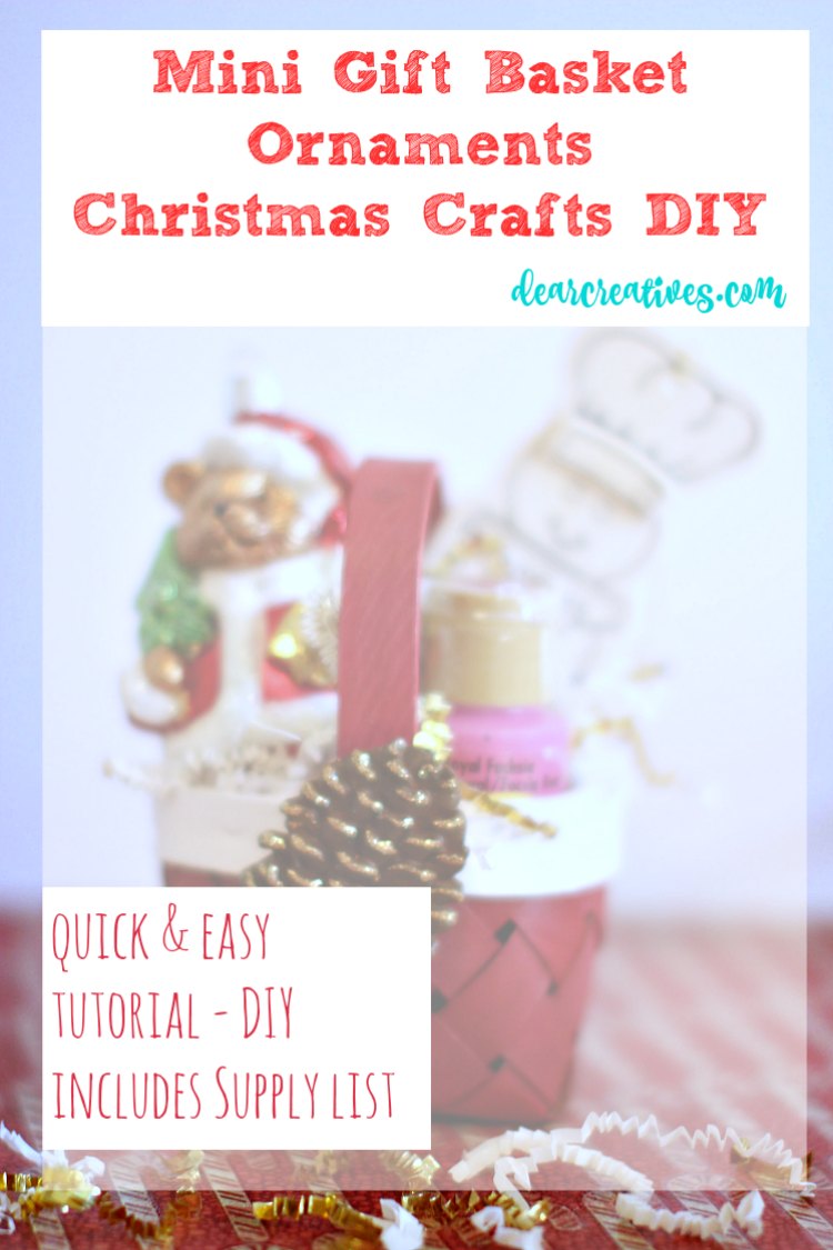 Easy DIY Christmas Crafts: Holiday Homemade Mini Gift Basket With Ornaments