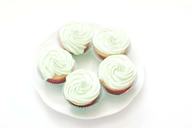 baking decorated cupcakes with a key lime frosting 