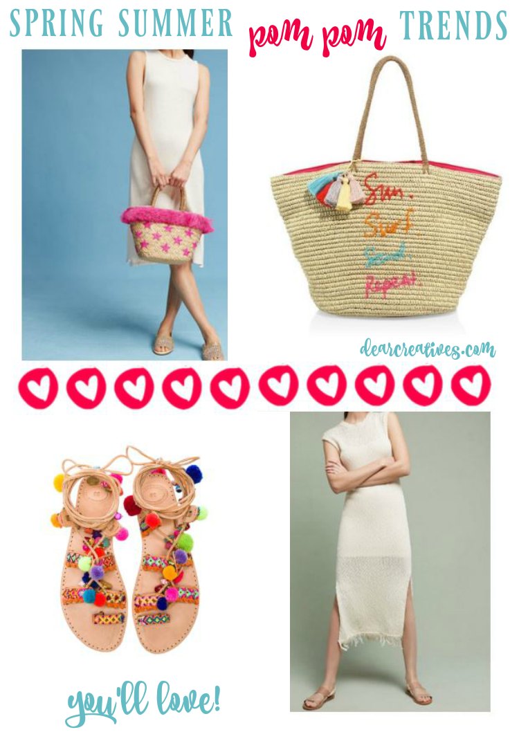 Fashion Trends: pom pom trends for spring and summer. You'll love wearing and shopping for these awesome picks. You'll find straw hats, totes, accessories, jewelry. So many pom pom fashions to pick from!