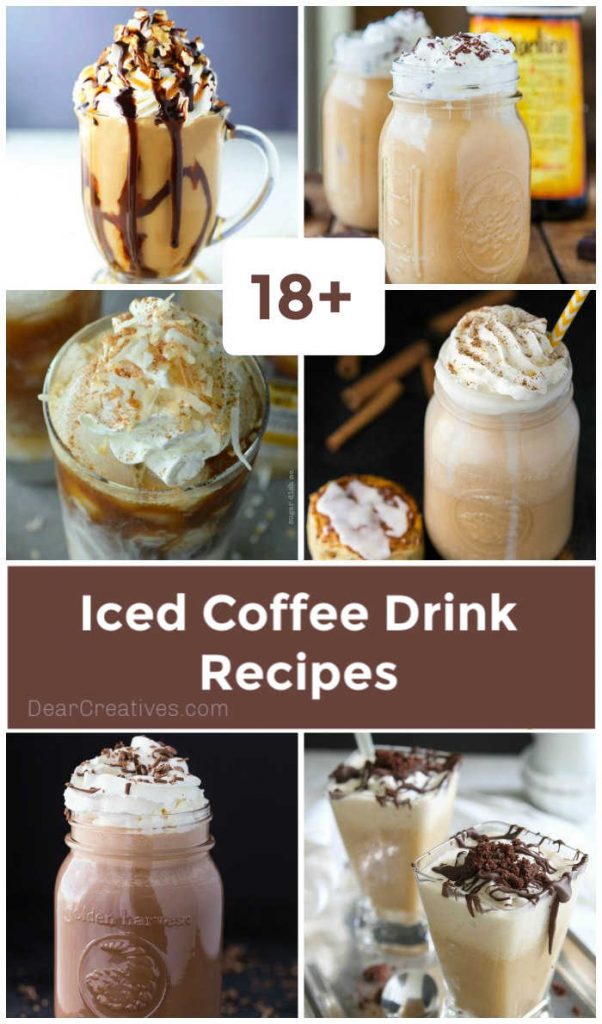 18 iced coffee drink recipes-make your own iced, blended and whipped coffees at home! Sip, sip! DearCreatives.com
