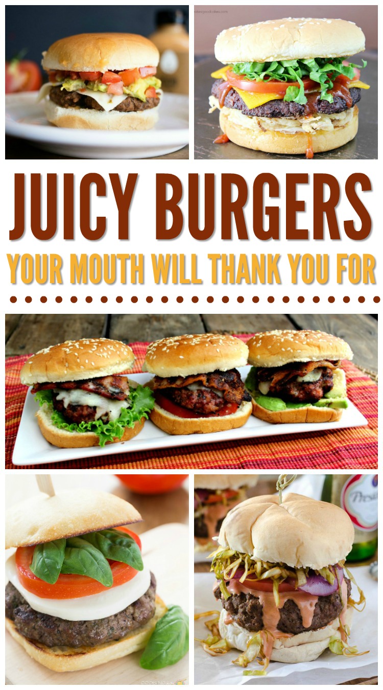 Hamburger Recipes: These are some of the best juicy burger recipes. You'll love grilling these up for Memorial day, the 4th of July or anytime during the summer. Even use your indoor grills for these recipes! So many juicy hamburger recipes to pick from!