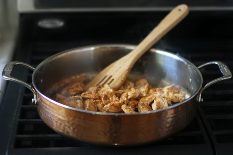 Sun Basket Meal Kit Delivery Review DearCreatives.com Cooking From the Sun Basket meal kit. Cooking chicken with spices.