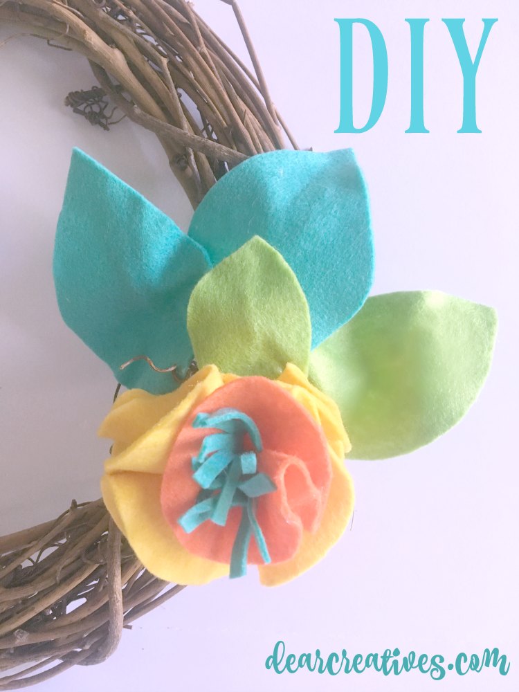 Grapevine Wreath DIY with felt leaves and flowers. And how to make a wired bow for your wreath. Along with more wreath ideas.