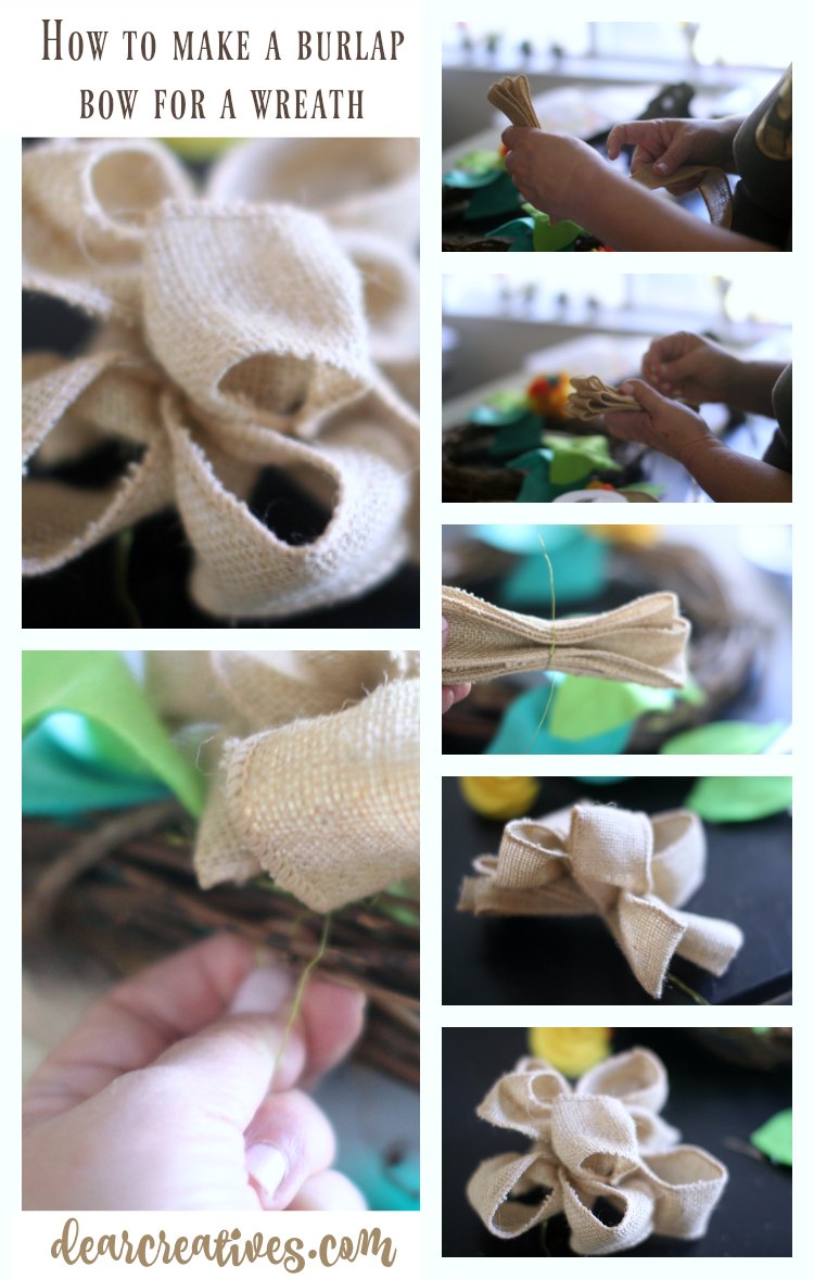 How to make a burlap wired bow for a wreath See full tutorial DearCreatives.com