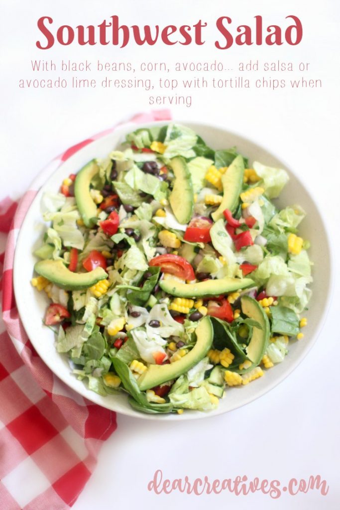 Southwest Salad Recipe- DearCreatives.com This is an easy salad to make and top with tortilla chips if desired.
