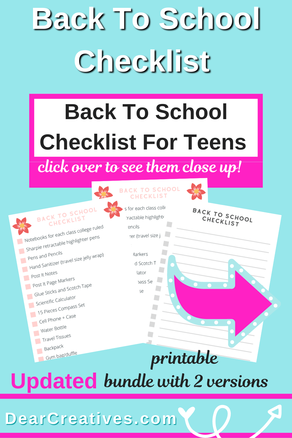 Year Round School Must Have Checklist For Teen Girls + Free Printable