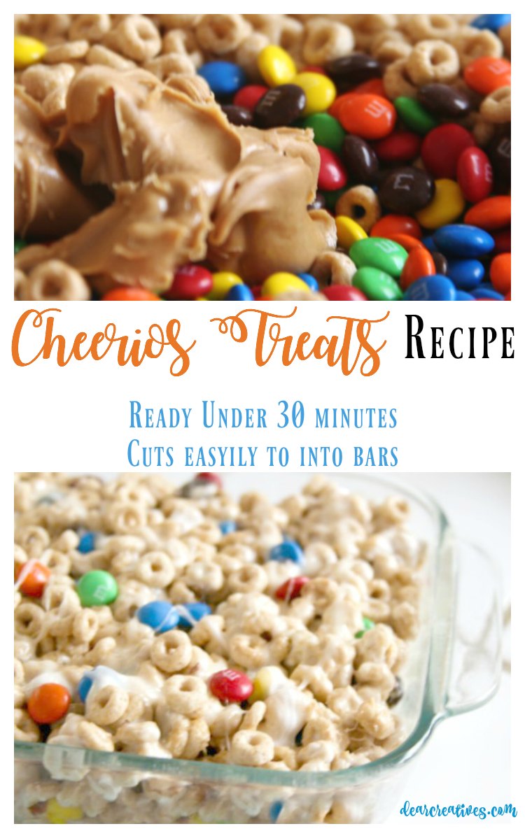Cheerios Bars With Peanut Butter - Treats Recipe Ready under 30 minutes cuts easily into bars. Serve at parties, Halloween or after school snacks. It's a great cereal dessert treat.