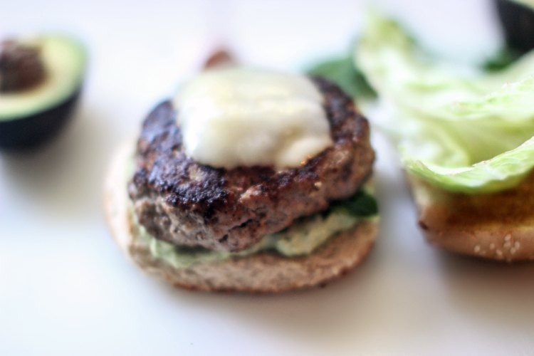 turkey hamburgers - DearCreatives.com turkey burger with avocado topping and melted cheese