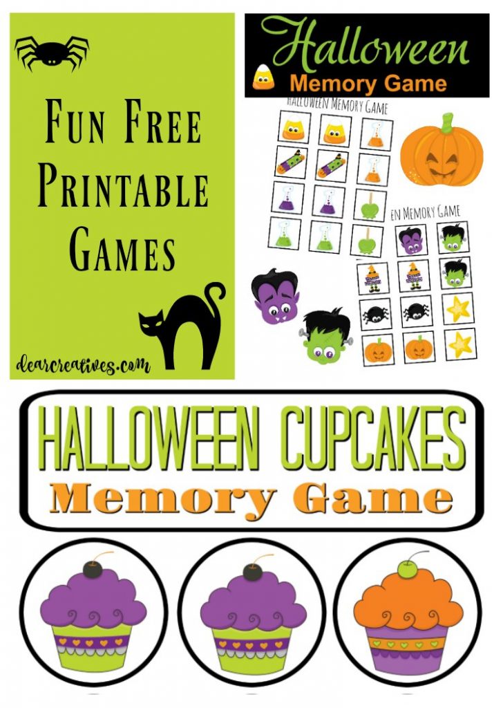 Free Printables for Halloween Fun stuff for the kids free Halloween memory game printables jpg and pdf at DearCreatives.com