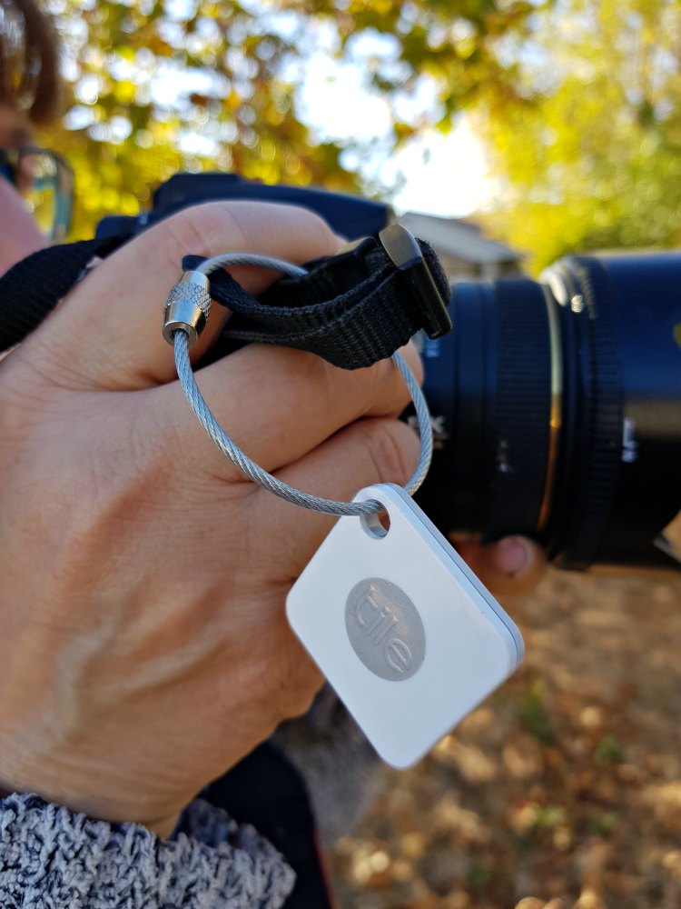 Camera with tile attached to it