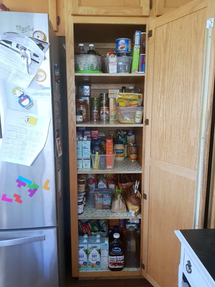 Cleaned pantry that is restocked