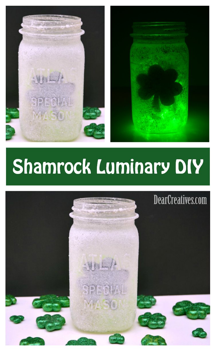 Frosted Luminary DIY with Free Clover Template for St. Patrick’s Day