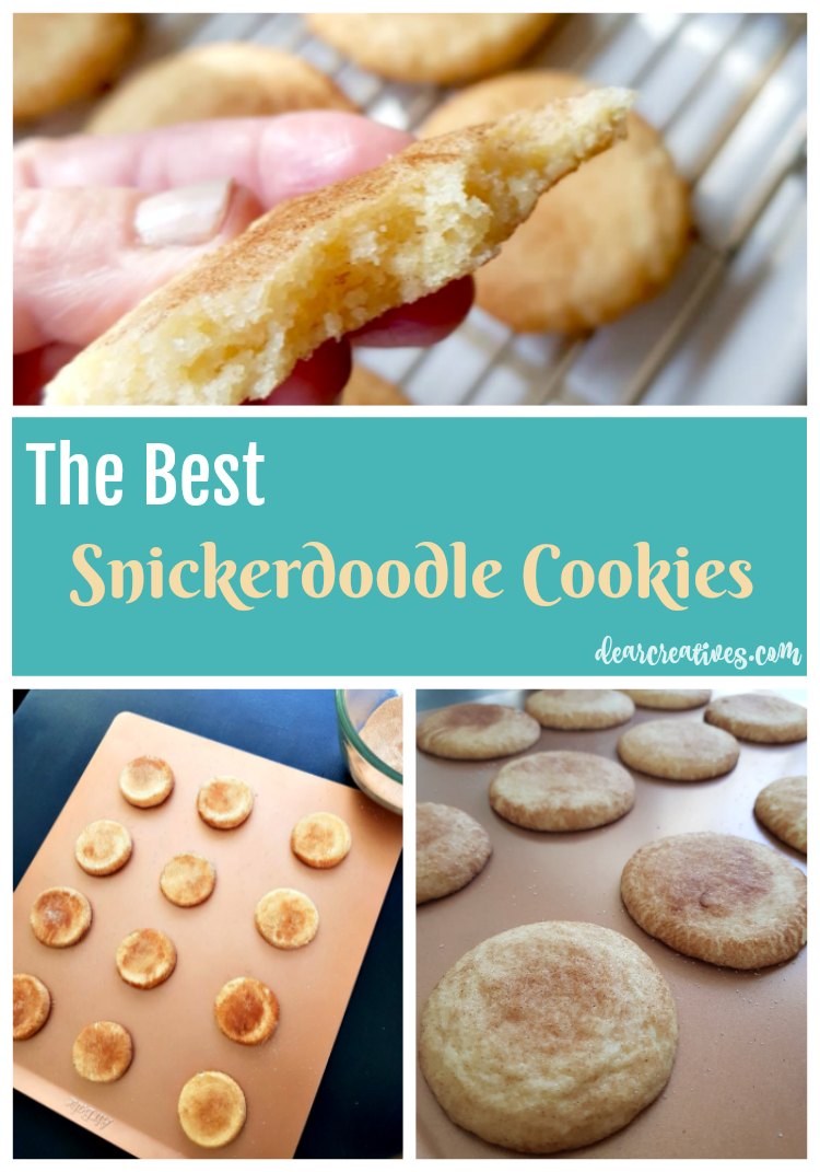 Snickerdoodle Cookies Recipe This is an easy cookies recipe, and can be used for any occasion, or party. They store well, and can be made in advance. They are rolled in sugar, and cinnamon to make the perfect dunking cookies. Make a batch now. Grab the recipe #snickerdoodles #snickerdoodlecookies #cookies DearCreatives.com