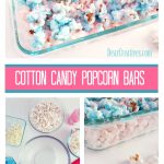 Cotton Candy Popcorn Bars is an easy treat recipe. This no bake recipe is so easy to make, let set, and cut into bite size bars. Grab the recipe, and see how to make this DearCreatives.com