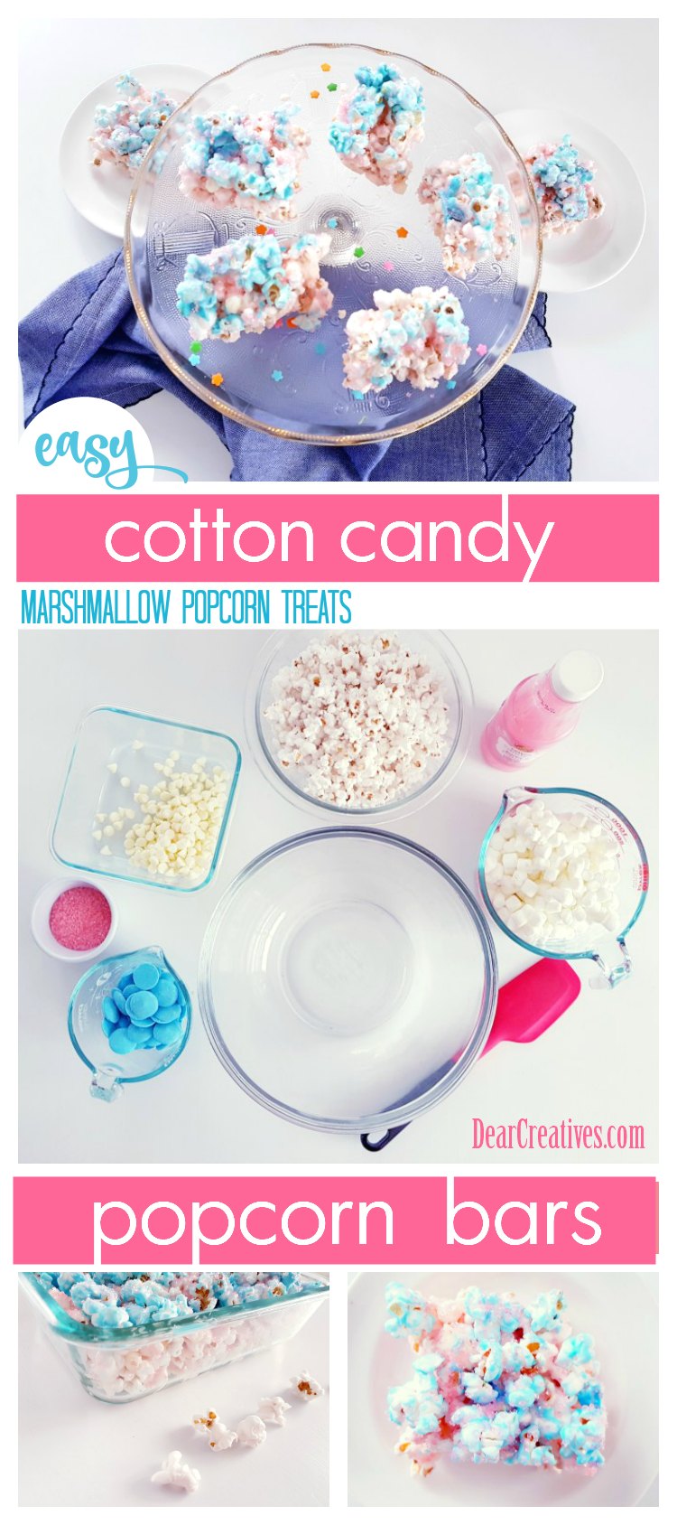 Easy Treat Recipe Cotton Candy Marshmallow Popcorn Bars