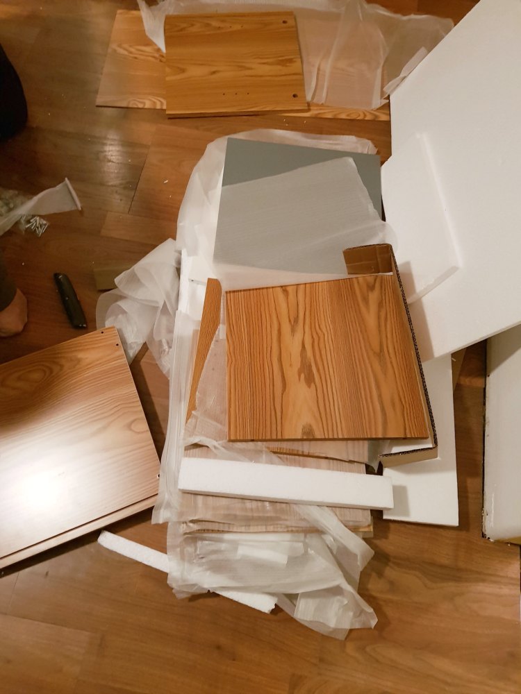 unboxing home decor items from BellaCor to put together for the office © 2018 Theresa Huse