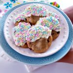 white chocolate dipped cookies with sprinkles for spring celebrations. See how to make this, and adapt the recipe for other seasons. DearCreatives.com