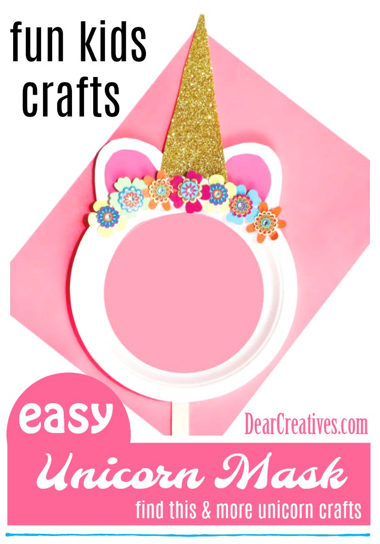 Are you looking for crafts for kids We have a fun kids craft using a paper plate. Make this easy paper plate unicorn mask. See how easy it is to make at DearCreatives.com