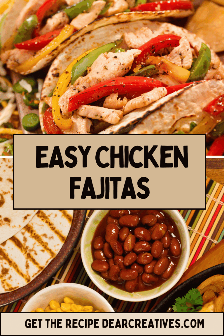 Chicken Fajitas made in a skillet with colorful bell peppers, chicken, onion... Served on flour tortillas.