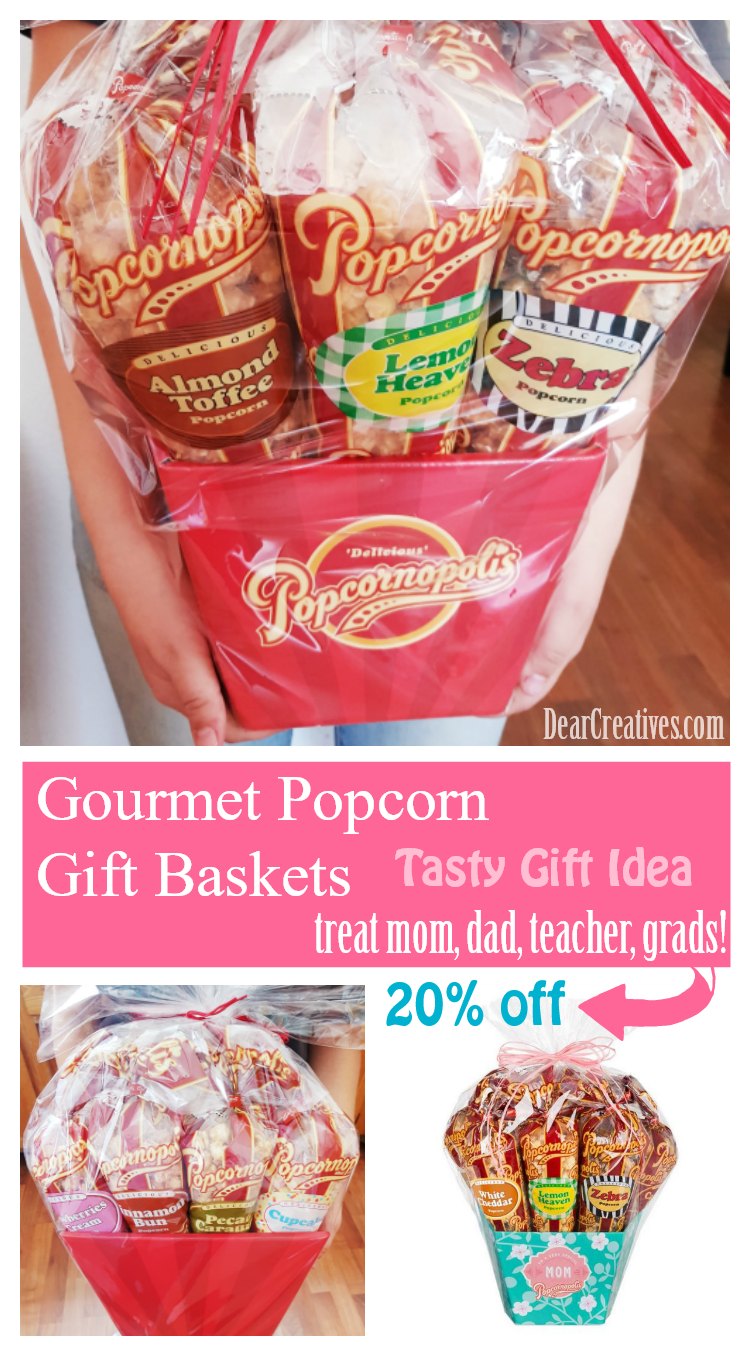 Looking for a unique gift idea Why not send a Gourmet Gift Basket. We are sharing a discount for this Gourmet Popcorn Gift Basket. DearCreatives.com