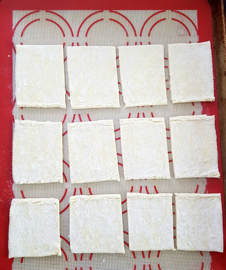 puff pastry sheet cut into 12 pieces for a treat recipe DearCreatives.com