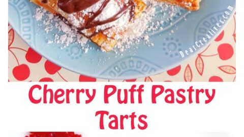 Cherry Puff Pastry Tarts Easy dessert recipes at DearCreatives.com #cherry #hazelnut #tarts