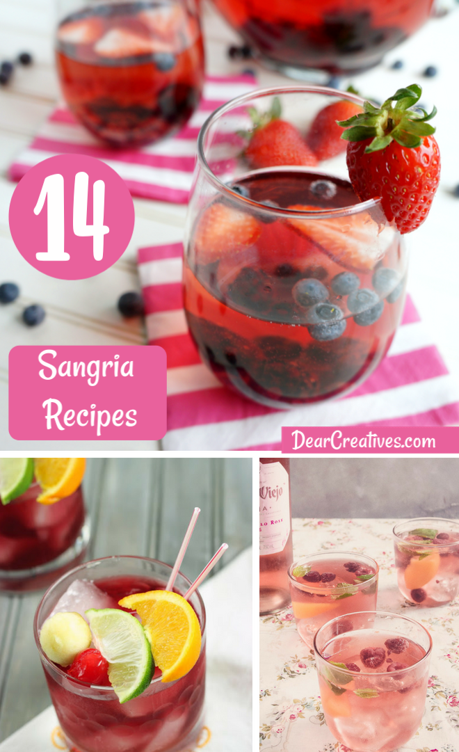 14 Sangria Recipes for Entertaining Use these fruity sangria recipes for a brunch, backyard entertaining or bbq. Easy sangria recipes. DearCreatives.com