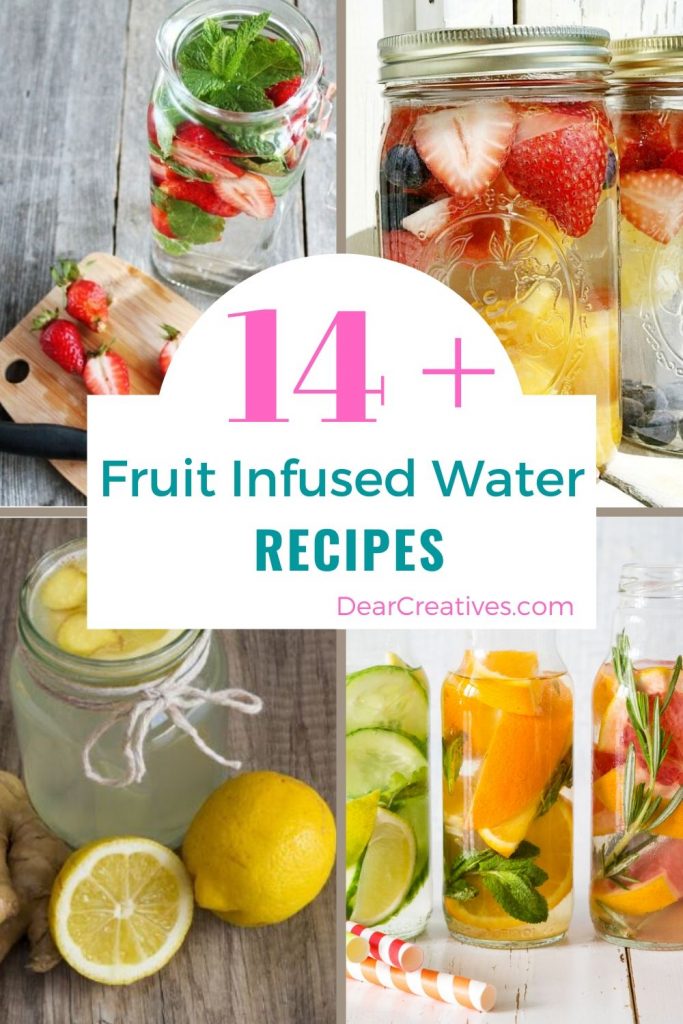 Fruit Infused Water Recipes - Grab recipes and ideas for making fruit infused waters at home! Use for drinking water daily or brunches, celebrations... DearCreatives.com