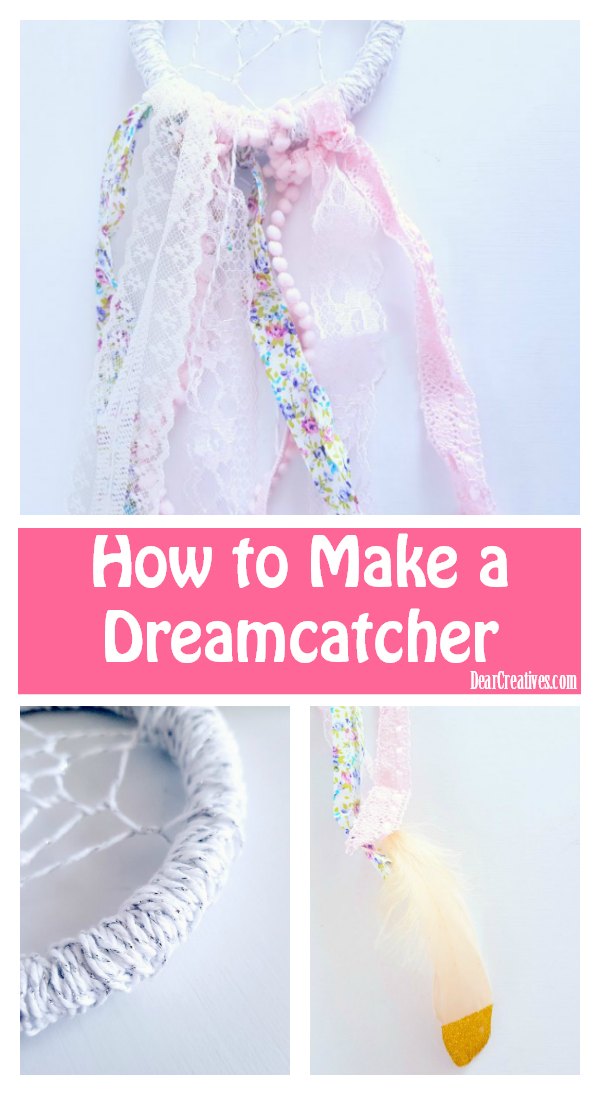 How to make a dreamcatcher This is an easy diy and fun to make craft. See how at DearCreatives.com #dreamcatcher #diy #howto #crafts #summer #teencraft #dream #boho